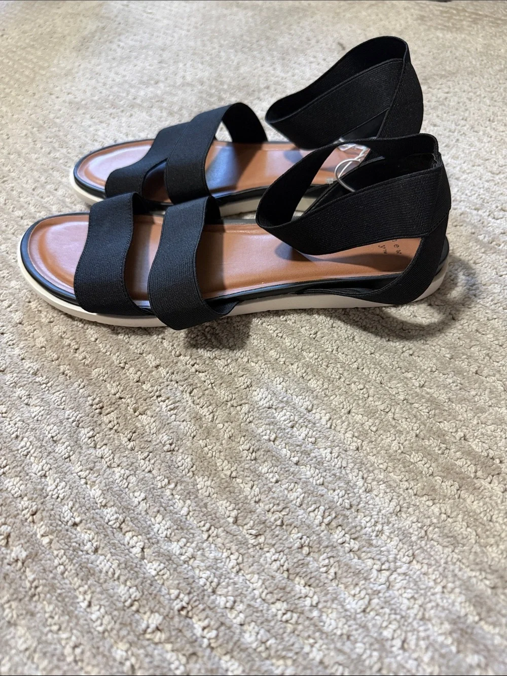 a new day Black Elastic Strap Two-Band Women’s Sandals